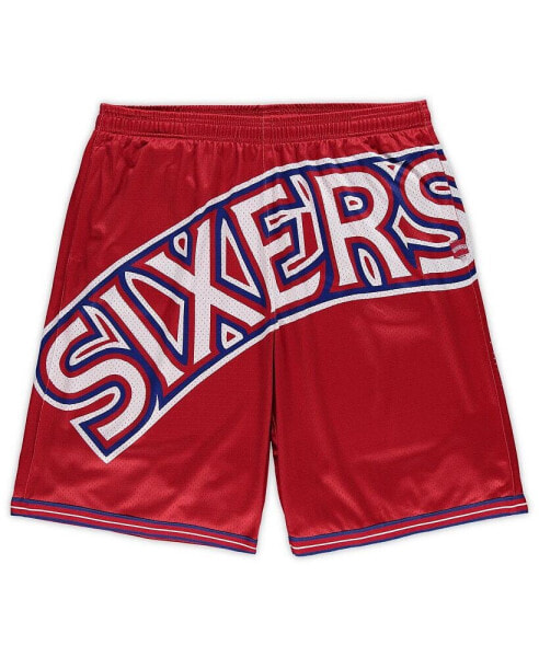 Men's Red Philadelphia 76ers Big and Tall Hardwood Classics Big Face 2.0 Shorts