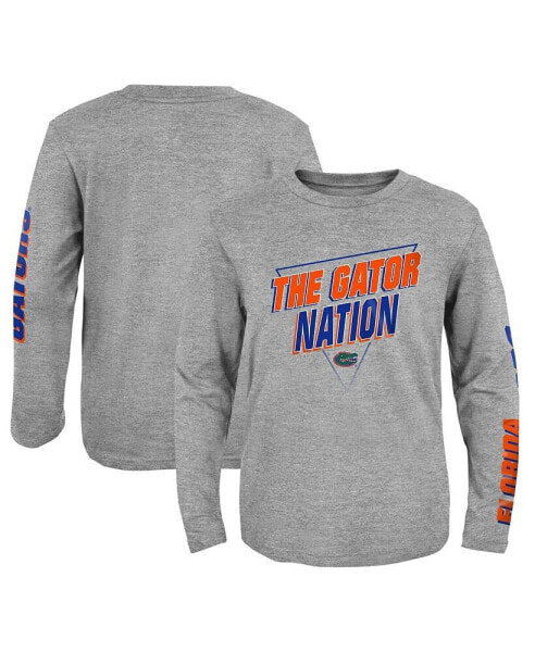 Big Boys Heather Gray Florida Gators 2-Hit For My Team Long Sleeve T-shirt