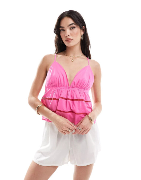 ONLY woven cami top in pink