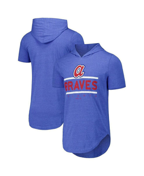 Men's Threads Royal Atlanta Braves Tri-Blend Hoodie T-Shirt