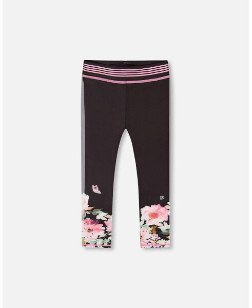 Леггинсы Deux Par Deux Athletic Black Printed Flowers