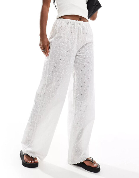 Cotton On relaxed trousers in white broiderie