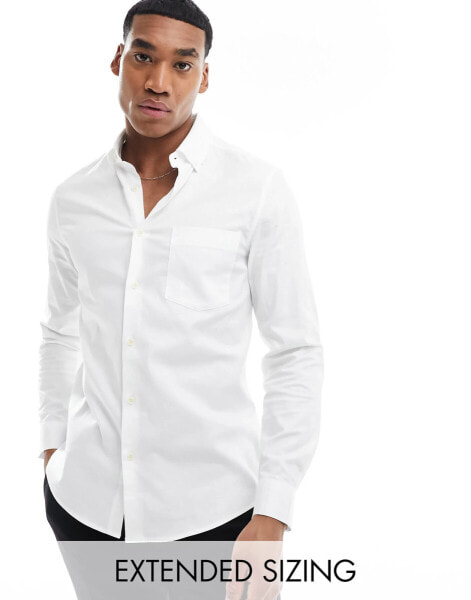 ASOS DESIGN smart slim oxford shirt in white