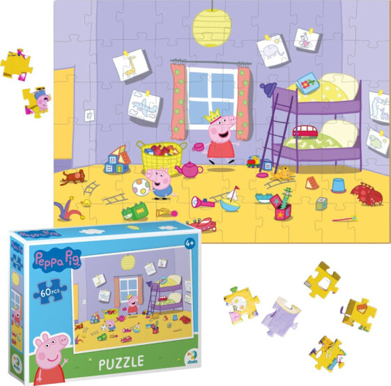 Dodo PUZZLE "ŚWINKA PEPPA" ZABAWA 60 ELEMENTÓW KOLOROWA UKŁADANKA DLA DZIECI