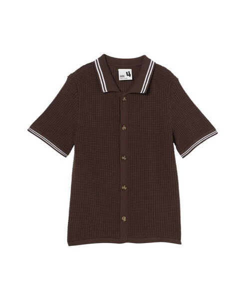 Toddler and Little Boys Knitted Short Sleeve Shirt