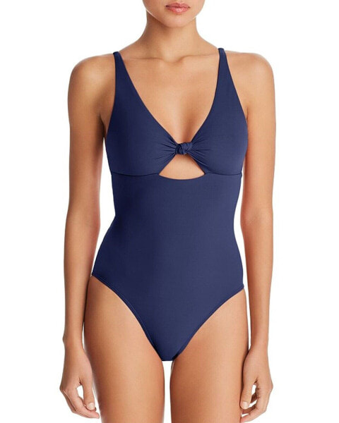 Tory Burch 169027 Womens Solid Knotted One Piece Swimsuit Navy Size Small