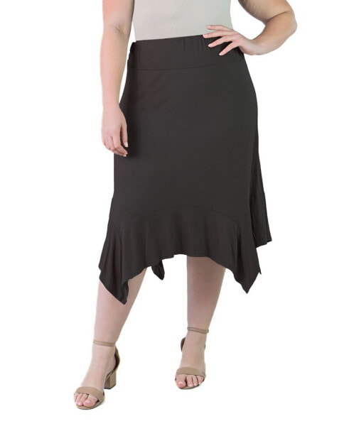 Plus Size Elastic Waist Handkerchief Skirt