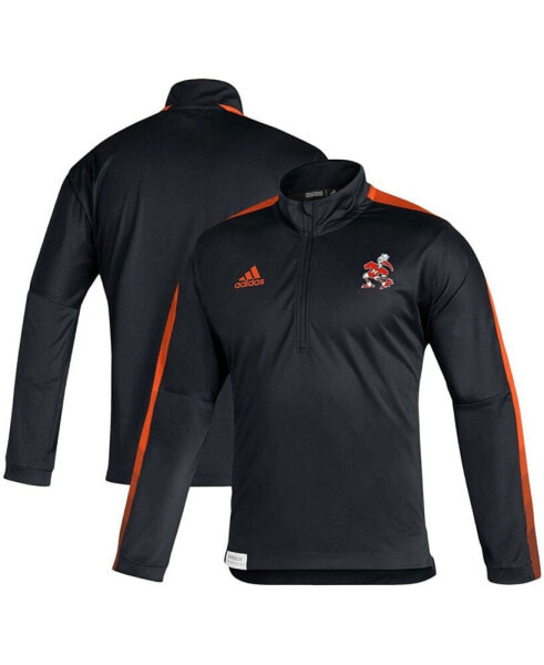 Men's Black Miami Hurricanes 2021 Sideline Quarter-Zip Jacket