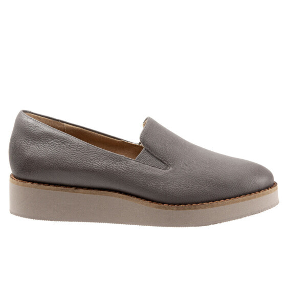 Softwalk Whistle S1810-081 Womens Gray Narrow Leather Loafer Flats Shoes