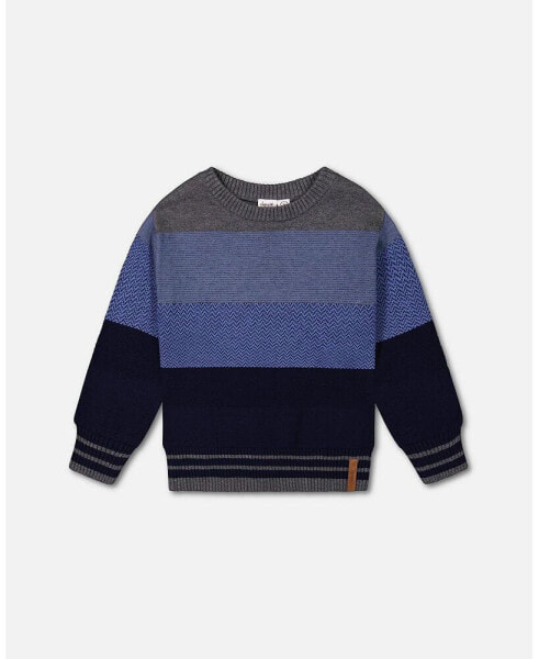 Toddler Boys Colorblock Sweater Blue Gradient - Toddler|Child