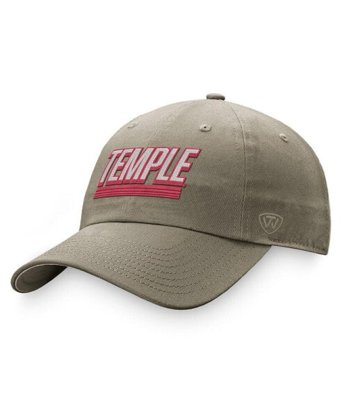 Men's Khaki Temple Owls Slice Adjustable Hat