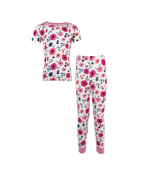 Big Girls Cotton Tight-Fit Pajama Set, Garden Floral