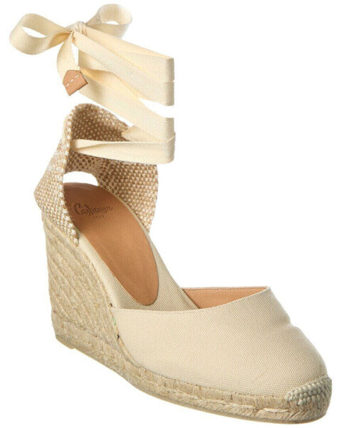 Castañer Carina 80 Canvas Wedge Espadrille Women's Beige 38