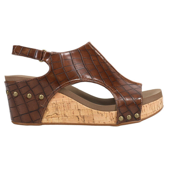 Corkys Carley Crocodile Wedge Womens Brown Casual Sandals 30-5316-BRCR