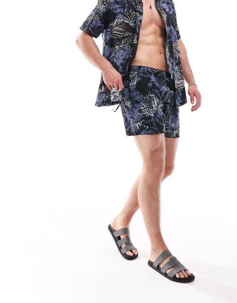 River Island swim trunks co-ord in botanical print