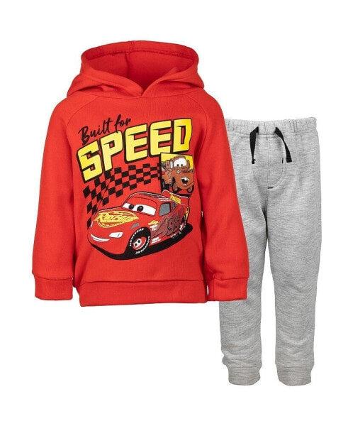 Boys Pixar Cars Lightning McQueen Fleece Pullover Hoodie and Pants Outfit Set to