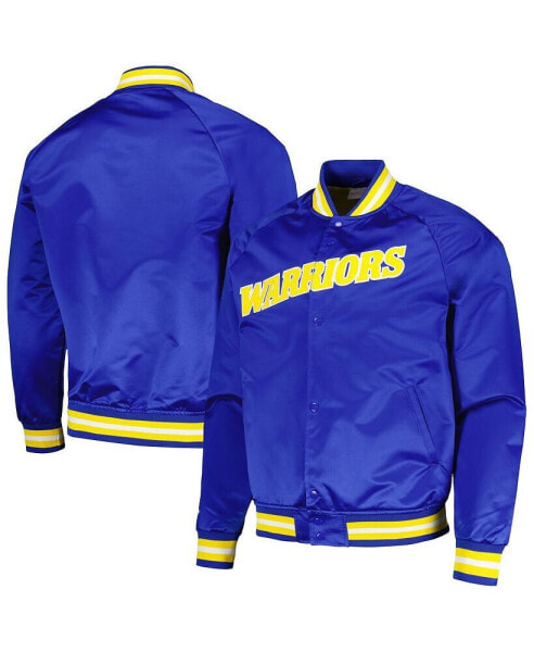 Men's Royal Golden State Warriors Hardwood Classics Throwback Wordmark Raglan Full-Snap Jacket