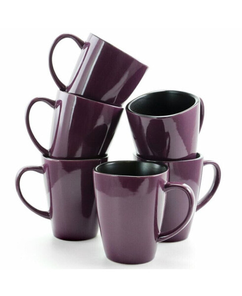 Mulberry 14 Ounce Stoneware Mugs, Set of 6