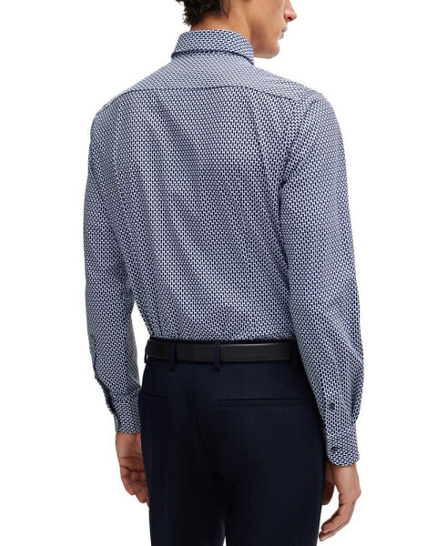 Men's Printed Performance-Stretch Slim-Fit Dress Shirt