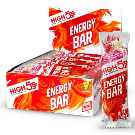 HIGH5 Energy Bars Box 55g 12 Units Raspberry & White Chocolate