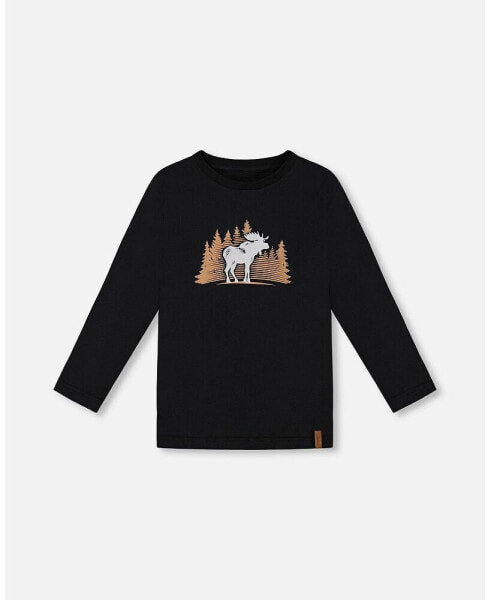 Toddler Boys T-Shirt With Moose Print Black