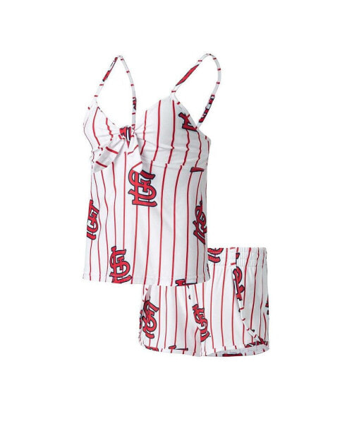 Женская пижама Concepts Sport Womens White St. Louis Cardinals Reel Allover Print Tank Top and Shorts Sleep Set