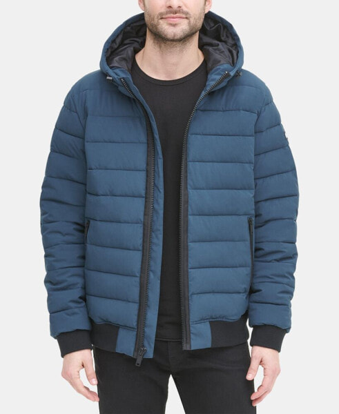 Men's Quilted Hooded Bomber Jacket