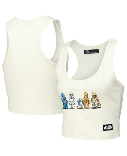 Women's Cream Star Wars Tri-Blend Cropped Racerback Tank Top