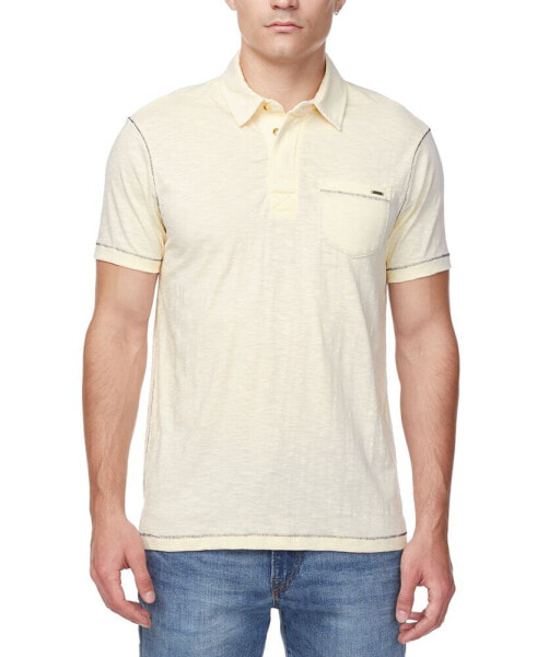 Men's Kasper Straight-Fit Textured Pocket Polo Shirt