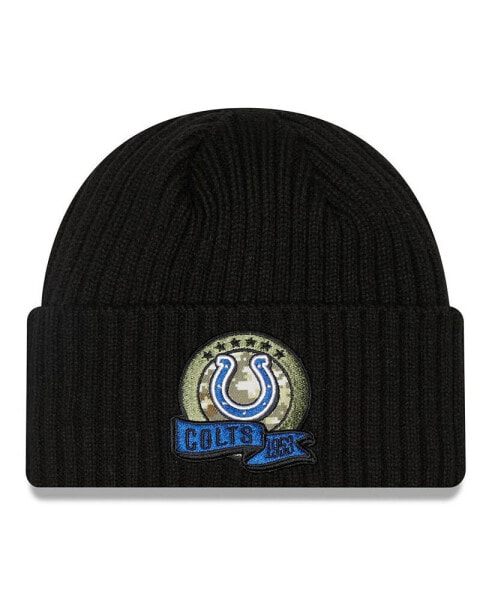 Men's Black Indianapolis Colts 2022 Salute To Service Knit Hat