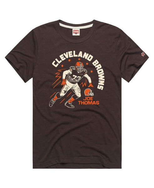 Men's Joe Thomas Brown Cleveland Browns Retired Player Caricature Tri-Blend T-shirt