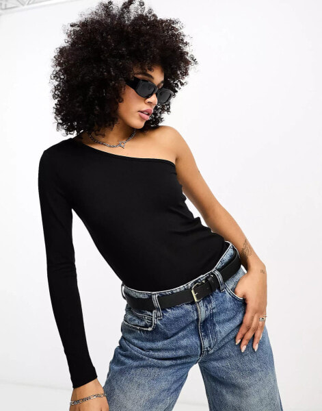 & Other Stories one shoulder top in black