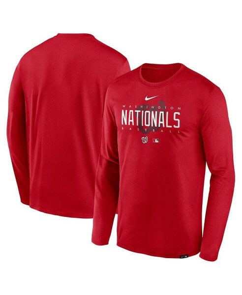 Men's Red Washington Nationals Authentic Collection Team Logo Legend Performance Long Sleeve T-shirt