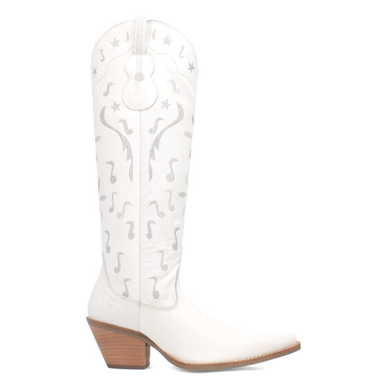 Dingo Rhymin Embroidered Snip Toe Cowboy Womens White Casual Boots DI201-100