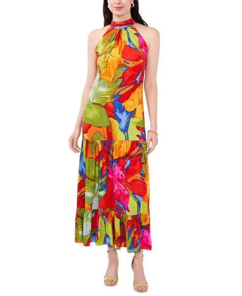 Women's Printed Halter Maxi Dress