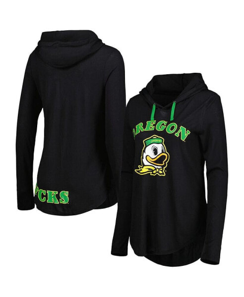 Women's Black Oregon Ducks My Lover Lightweight Hooded Long Sleeve T-shirt