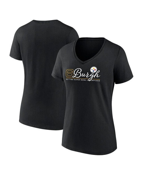 Women's Black Pittsburgh Steelers Hometown Defensive Stand V-Neck T-Shirt