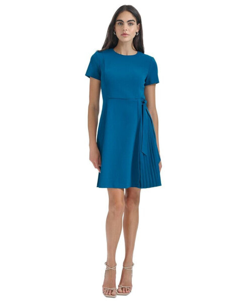 Women's Jewel-Neck Scuba-Crepe A-Line Dress