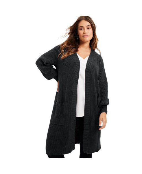 Plus Size June + Vie Open-Front Cardigan