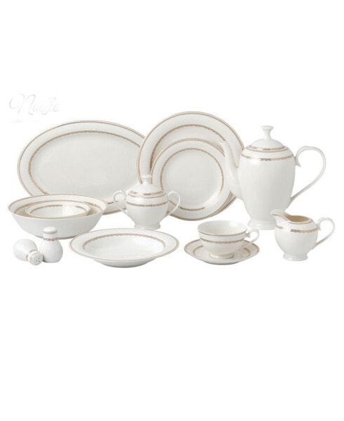 Dinnerware Bone China Service for 8 People-Noelle, Set of 57