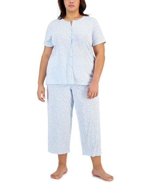 Plus Size 2-Pc. Cotton Cropped Pajamas Set, Created for Macy's