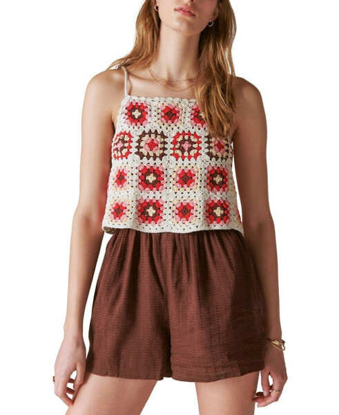 Women's Crochet-Bodice Romper