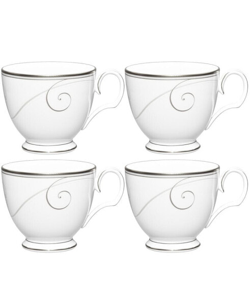 Platinum Wave Set of 4 Cups, Service For 4