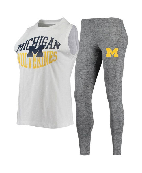 Женская пижама Concepts Sport Womens Charcoal, White Michigan Wolverines Tank Top and Leggings Sleep Set