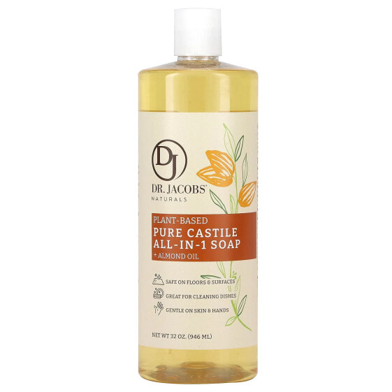 Plant-Based Pure Castile All-In-1 Soap, Almond Oil, 32 oz (946 ml)