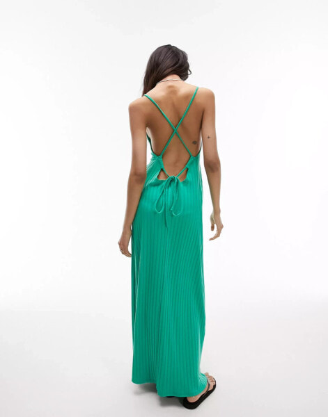 Topshop wide rib chuck on jersey maxi dress in green