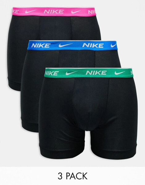 Nike Everyday Cotton Stretch briefs 3 pack in black contrast waistband