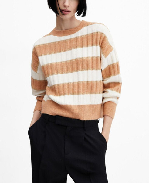 Women's Round-Neck Striped Sweater