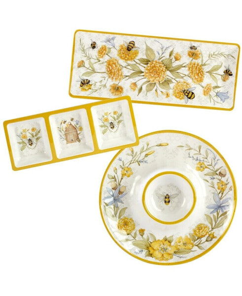 Bee Sweet Melamine Hostess Set, 3 Piece