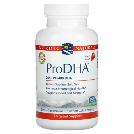 Nordic Naturals, ProDHA, клубничный вкус, 240 мг, 120 мягких таблеток